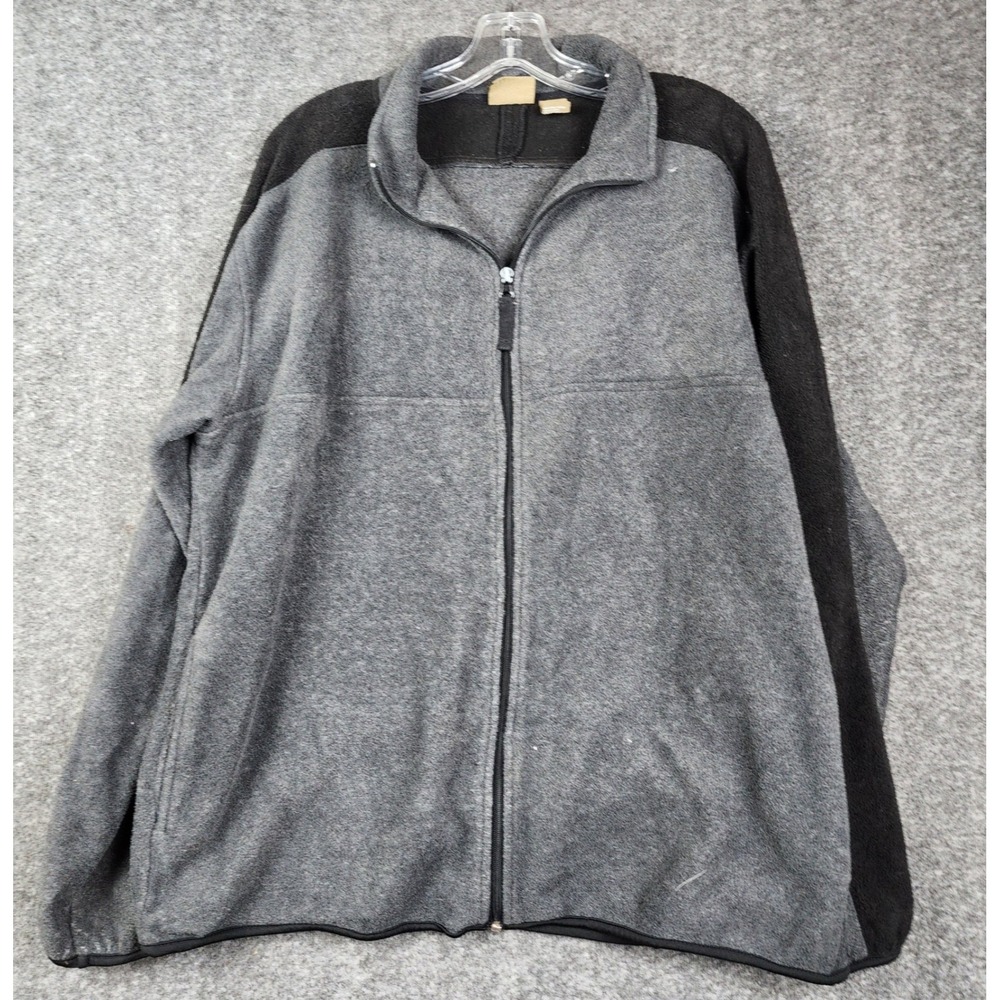 Haggar Fleece Jacket Mens Large Grey Black Generations Full Zip Colorblock